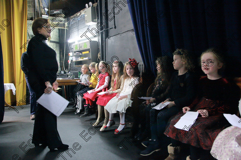 Feis24022018Sat32 
 32
Stage hand Edel Burke explaining where to stand on the stage to the second set of performers.
 Speech and Drama Class: 369: Solo Verse Speaking Girls 6 Years and Under Section 3 Feis Maiti 92nd Festival held in Fr. Mathew Hall. EEjob 24/02/2018 Picture: Gerard Bonus.