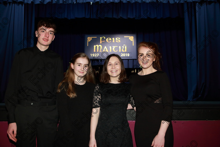 Feis10022019Sun54(1) 
 54
Mia Quartet: Ryan McCarthy, Anna OSullivan, Mia Casey and Georgina McCarthy.

Class: 269: The Lane Perpetual Cup Chamber Music 18 Years and Under
Two Contrasting Pieces, not to exceed 12 minutes

Feis Maiti 93rd Festival held in Fr. Matthew Hall. EEjob 10/02/2019. Picture: Gerard Bonus