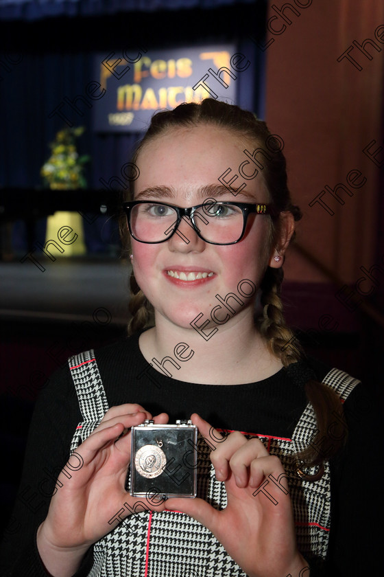 Feis28032019Thu15 
 15
Bronze Medalist Kelly Morgan from Dear Park Friars Walk.

Class: 365: Solo Verse Speaking Girls 10Years and Under Section 4 Either: Meeting Rachel Field or Wanted A Witches Cat Shelagh McGee.

Feis Maiti 93rd Festival held in Fr. Mathew Hall. EEjob 28/03/2019. Picture: Gerard Bonus