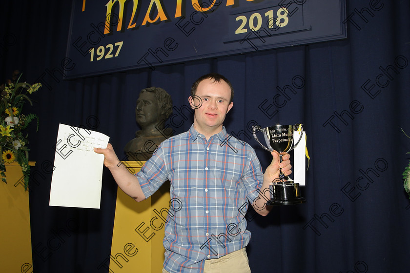 Feis16032018Fri56 
 56
Jack Barry from Kilbrittain winner of The Liam Mulcahy Perpetual Cup.

Feis Maiti 92nd Festival held in Fr. Mathew Hall. EEjob 16/03/2018 Picture: Gerard Bonus.