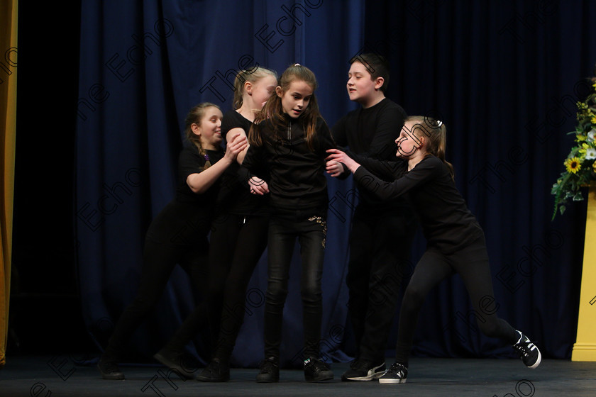 Feis26022018Mon20 
 19~20
Montfort College Group 1 performing Trapped.

Speech and Drama Class: 363: Group Improvisation 13 Years and Under Feis Maiti 92nd Festival held in Fr. Mathew Hall. EEjob 26/02/2018 Picture: Gerard Bonus.