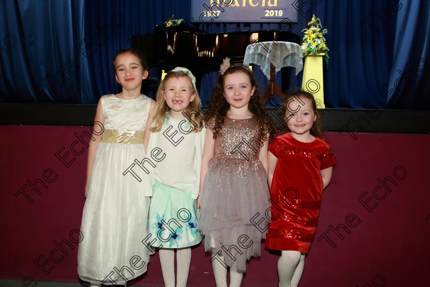 Feis26022019Tue13 
 13
Performers Sydney Forde, Ellie Kennedy, Isabella Lyons and Aimee Fitzpatrick.

Class: 56: 7 Years and Under arr. Herbert Hughes Little Boats (Boosey and Hawkes 20th Century Collection).

Feis Maiti 93rd Festival held in Fr. Mathew Hall. EEjob 26/02/2019. Picture: Gerard Bonus