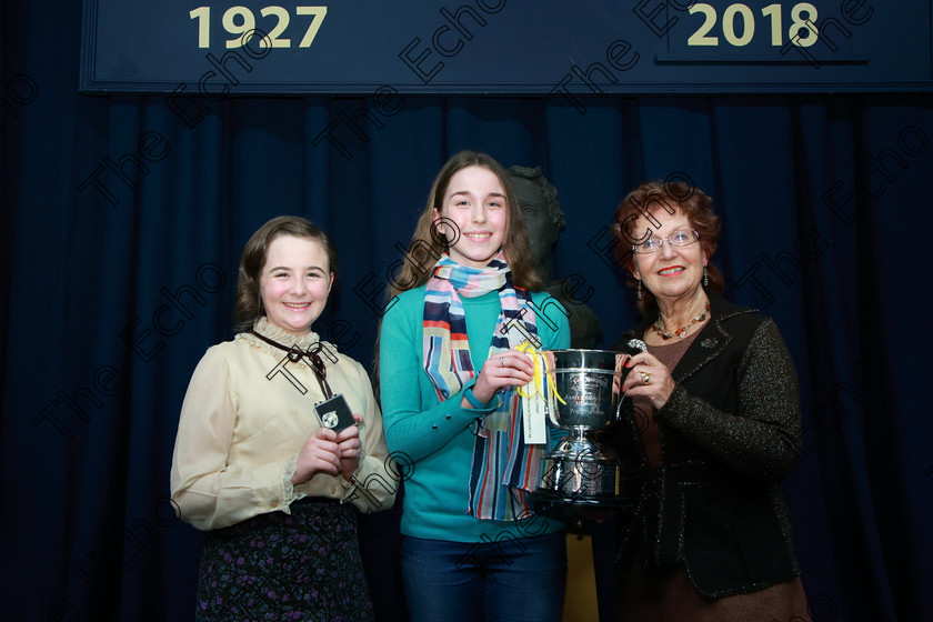 Feis20022018Tue95 
 95
Silver Medallist Faye Herlihy, from Ballinhassig; Overall Cup winner Rebekah McKeown from Cobh and Adjudicator Priscilla Morris.
 Speech and Drama Class: 326: The James ODonovan Memorial Perpetual Cup Year sand Dramatic Solo 14 Section 2 Under Feis Maiti 92nd Festival held in Fr. Mathew Hall. EEjob 20/02/2018 Picture: Gerard Bonus.