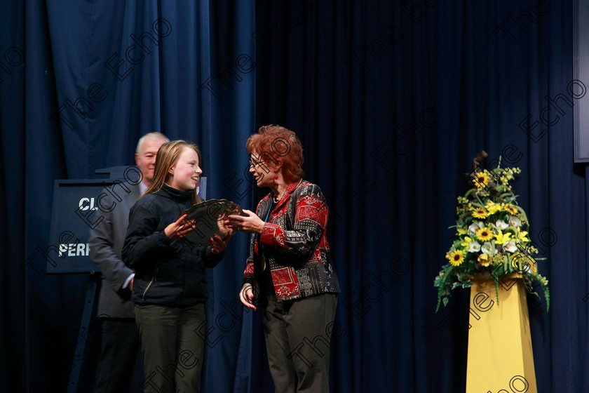 Feis21022018Wed50 
 50
Adjudicator Priscilla Morris presenting the Hartland Memorial Trophy to Sophia Nolan from Glanmire.
 Speech and Drama Class: 327: The Hartland Memorial Perpetual Trophy Dramatic Solo12 years and under section 3 Feis Maiti 92nd Festival held in Fr. Mathew Hall, EEjob 21/02/2018 Picture: Gerard Bonus.