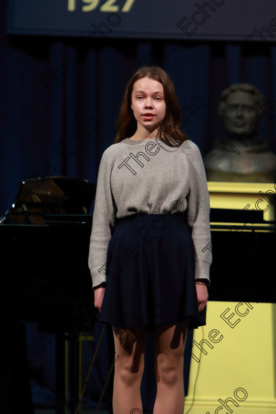 Feis04032019Mon17 
 17
Emilia Olewska singing.

Class: 53: Girls Solo Singing 13 Years and UnderSection 2John Rutter A Clare Benediction (Oxford University Press).

Feis Maiti 93rd Festival held in Fr. Mathew Hall. EEjob 04/03/2019. Picture: Gerard Bonus