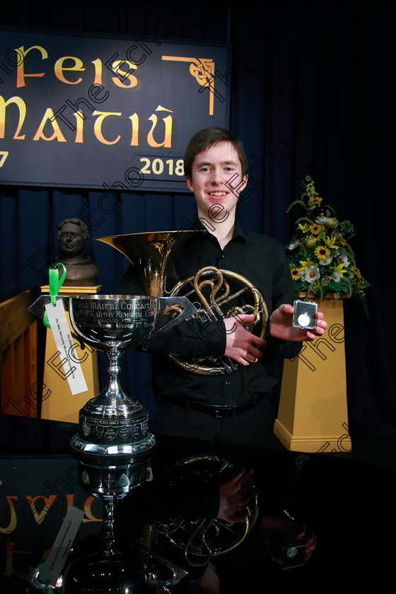 Feis06022018Tue34 
 34
Performer Karl Sullivan from Kerry Cup winner and Silver Medallist for his performance on the French horn.
 Instrumental Music Class: 203: The Billy McCarthy Memorial Perpetual Cup
16 Year sand Under Feis Maiti 92nd Festival held in Fr. Mathew Hall. EEjob 05/02/2018 Picture: Gerard Bonus.