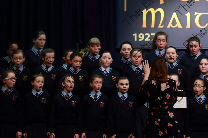 Feis12042018Thu09 
 7~11
Scoil Aiseiri Chrost singing Little Spanish Town and Feed the Birds Conducted by Tara OSullivan.
 Singing Class: 84: The Sr. M. Benedicta Memorial Perpetual Cup Primary School Unison Choirs Section 1 Feis Maiti 92nd Festival held in Fr. Mathew Hall. EEjob 28/03/2018 Picture: Gerard Bonus