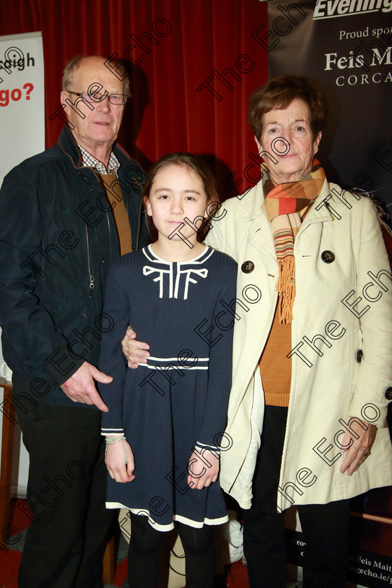 Feis31012019Thur14 
 14
Performer Katie Foster from Cahersiveen, Co Kerry with her grandparents Alf and Noreen.

Feis Maiti 93rd Festival held in Fr. Matthew Hall. EEjob 31/01/2019. Picture: Gerard Bonus

Class: 165: Piano Solo 12YearsandUnder (a) Prokofiev Cortege de Sauterelles (Musique denfants). (b) Contrasting piece of own choice not to exceed 3 minutes.