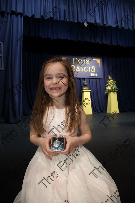 Feis31032019Sun46 
 46
Bronze Medal: Faye Barry from Douglas.

Class: 369: Solo Verse Speaking Girls 6 Years and Under Section 3 Either Ice Cone Island Bernard Lodge or Night Fright Marian Swinger.

Feis Maiti 93rd Festival held in Fr. Mathew Hall. EEjob 31/03/2019. Picture: Gerard Bonus