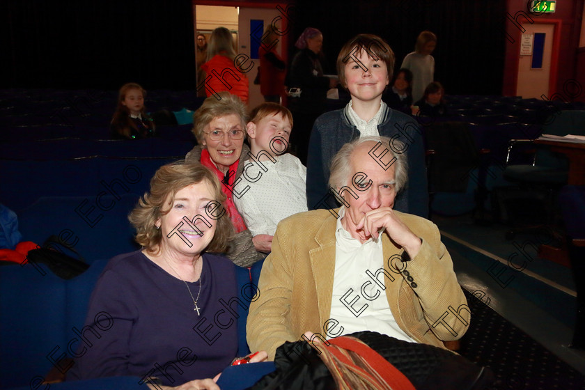 Feis11022019Mon12 
 12
Performer Des Murphy from Blarney with his brother odn, Grandparents Des and Geraldine and Grandmother Marie McSweeney.

Class: 215: Woodwind Solo 10 Years and Under Programme not to exceed 4 minutes.

Feis Maiti 93rd Festival held in Fr. Matthew Hall. EEjob 11/02/2019. Picture: Gerard Bonus