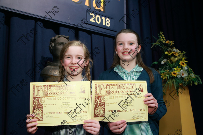 Feis12032018Mon63 
 63
Sophia Herlihy and Saoirse McHugh performed Anne Frank and Me took 3rd place . Speech and Drama Class: 311: Dramatic Duo 12 Years and Under Section 1 Solo Feis Maiti 92nd Festival held in Fr. Mathew Hall. EEjob 12/03/2018 Picture: Gerard Bonus