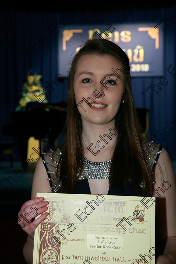 Feis04032018Sun19 
 17~19
Grainne Kearney from Rathcormac giving a 3rd place performance.
 Singing and School Choirs Class: 13: The Lieder Perpetual Prize and Doyle Bursary Bursary Value 100 Lieder Repertoire Feis Maiti 92nd Festival held in Fr. Mathew Hall. EEjob 04/03/2018 Picture: Gerard Bonus