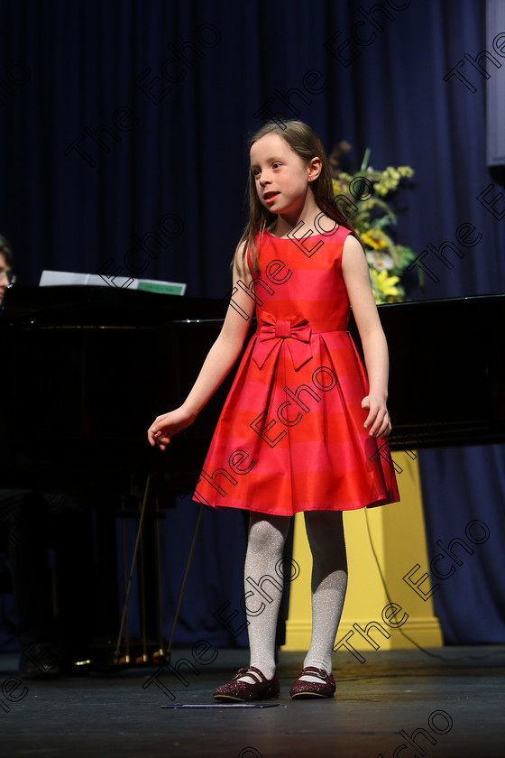 Feis27032018Tue22 
 22~23
Meadhbh ORiordan singing backed by Accompanist Michael Young.
 Singing Class: 56: 7 Years and Under Crawley The Penguin Dance Feis Maiti 92nd Festival held in Fr. Mathew Hall. EEjob 27/03/2018 Picture: Gerard Bonus