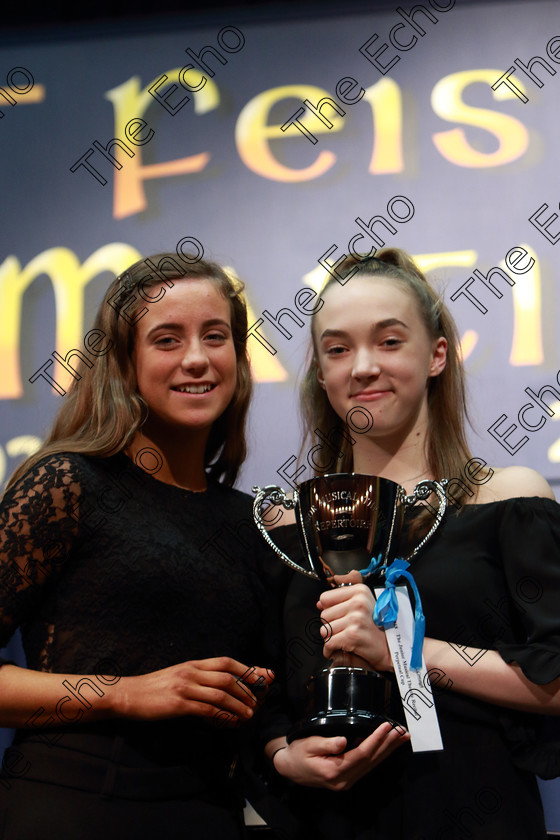 Feis02032019Sat11 
 11
Bronze Medallist Siri Forde from Bishopstown and Cup winner Abbie Palliser Kehoe from Carrigaline.

Class: 18: The Junior Musical Theatre Recital Perpetual Cup Solo Musical Theatre Repertoire 15 Years and Under A 10 minute recital programme of contrasting style and period.

Feis Maiti 93rd Festival held in Fr. Mathew Hall. EEjob 02/03/2019. Picture: Gerard Bonus