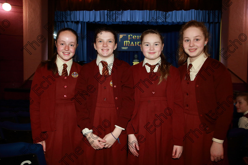 Feis28022019Thu02 
 2
Grace Hourihan, Eabha OSullivan, Aisling ONeill and Jane Egar from Our Lady of Lourdes NS Ballinlough.

Class: 84: The Sr. M. Benedicta Memorial Perpetual Cup Primary School Unison ChoirsSection 1Two contrasting unison songs.

Feis Maiti 93rd Festival held in Fr. Mathew Hall. EEjob 28/02/2019. Picture: Gerard Bonus