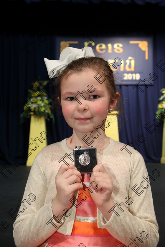 Feis31032019Sun65 
 65
Bronze Medallists Amelia Courtney from Ovens.

Class: 368: Solo Verse Speaking Girls 7 Years and Under Section 5 Either: The Mermaid Theresa Heine. Or: Night Ride Celia Warren.

Feis Maiti 93rd Festival held in Fr. Mathew Hall. EEjob 31/03/2019. Picture: Gerard Bonus