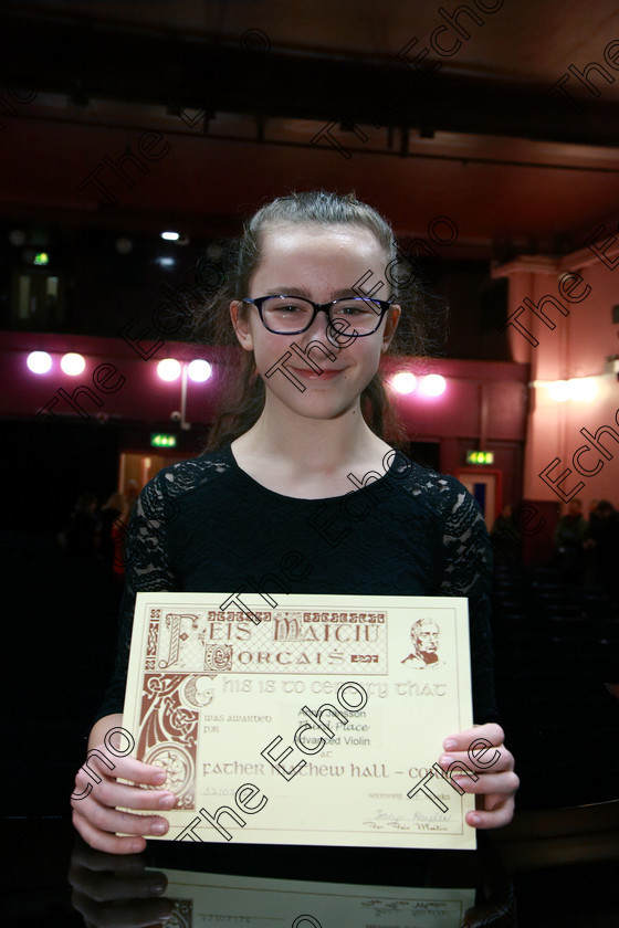 Feis31012018Wed46 
 46
Anna Jansson from Wilton Joint 3rd place.
 Instrumental Music; Class: 236 The Shanahan & Co. Perpetual Cup: Advance Violin, one movement from a Concerto; Feis Maiti 92nd Festival held in Fr. Matthew Hall. EEjob 31/01/2018. Picture: Gerard Bonus.