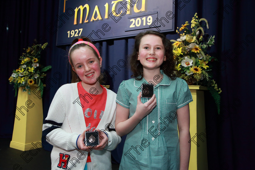 Feis21032019Thu32 
 32
Bronze Medalists Ciara OConnor and Sarah Terry from Old Whitechurch Road and Whitechurch for their performance of Horrid Henry Secret Password.

Class: 311: Dramatic Duo 12 Years and Under Section 1 A Dramatic Scene not exceeding 8minutes.

Feis Maiti 93rd Festival held in Fr. Mathew Hall. EEjob 21/03/2019. Picture: Gerard Bonus.