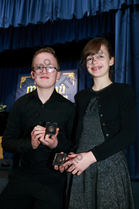 Feis01022018Thu10 
 10
Bronze Medallists Brother and Sister Duo Cillian  Cathasaigh and Niamh N Cathasaigh from Farran.
 Instrumental Music Class: 267: Duo Classes and Chamber Music Junior Feis Maiti 92nd Festival held in Fr. Matthew Hall. EEjob 01/02/2018 Picture: Gerard Bonus.