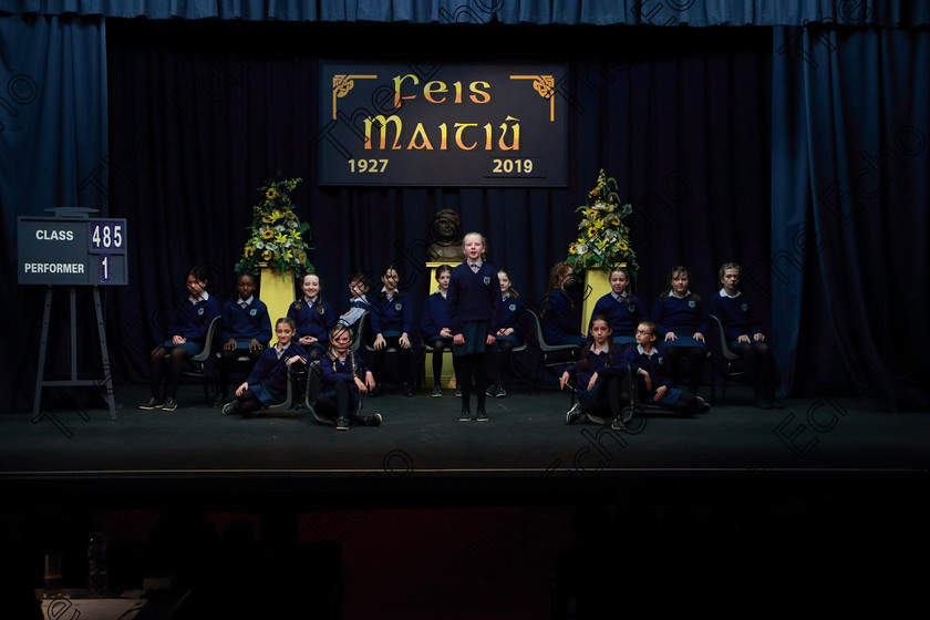 Feis13032019Wed25 
 25~29
Scoil Mhuire Junior School Wellington Road performing.

Class: 485: Action Verse The OBrien Perpetual Cup 5th Class (a) Embrionic Megastars Brian Patten (b) Own Choice.

Feis Maiti 93rd Festival held in Fr. Mathew Hall. EEjob 13/03/2019. Picture: Gerard Bonus.