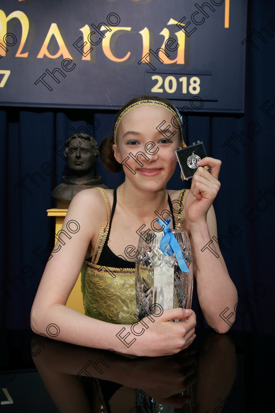 Feis08032018Thu32 
 32
Overall Trophy winner and Silver Medallist Abbie Palliser-Kehoe from Carrigaline for her performance of Show Off from The Drowsy Chaperone.
 Singing and School Choirs Class: 112: The C.A.D.A. Perpetual Trophy Solo Action Song 14 Years and Under Section 2 Feis Maiti 92nd Festival held in Fr. Mathew Hall. EEjob 06/03/2018 Picture: Gerard Bonus.