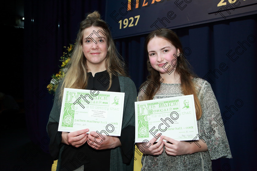 Feis14032019Thu60 
 60
Commended Maeve OCallaghan and Emma Brennan from Ovens.

Class: 310: The Peg Hallahan Memorial Perpetual Trophy Dramatic Duo 14 Years and Under A Dramatic Scene not exceeding 10 minutes.

Feis Maiti 93rd Festival held in Fr. Mathew Hall. EEjob 14/03/2019. Picture: Gerard Bonus.