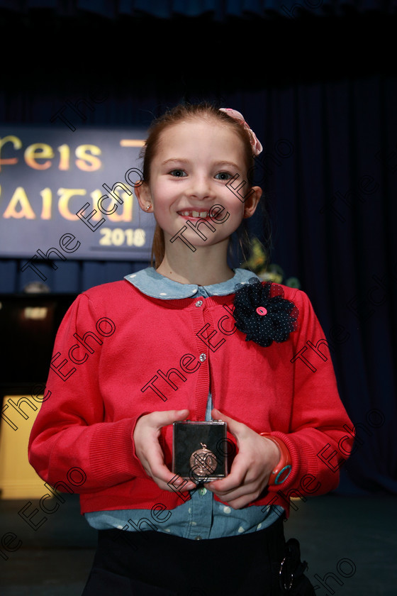 Feis05022018Mon03 
 3
Bronze Medallist Sin Sweeney from Ovens. 
 Instrumental Music Class: 215: Woodwind Solo10 Years and Under Feis Maiti 92nd Festival held in Fr. Matthew Hall. EEjob 05/02/2018 Picture: Gerard Bonus.