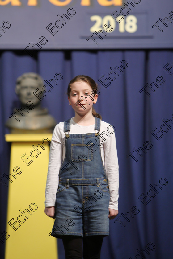 Feis25032018Sun16 
 16
Becca Lloyde Evans reciting poems.
 Speech and Drama Class: 365: Solo Verse Speaking Girls 10 Years and Under Section 5 Feis Maiti 92nd Festival held in Fr. Mathew Hall. EEjob 25/03/2018 Picture: Gerard Bonus