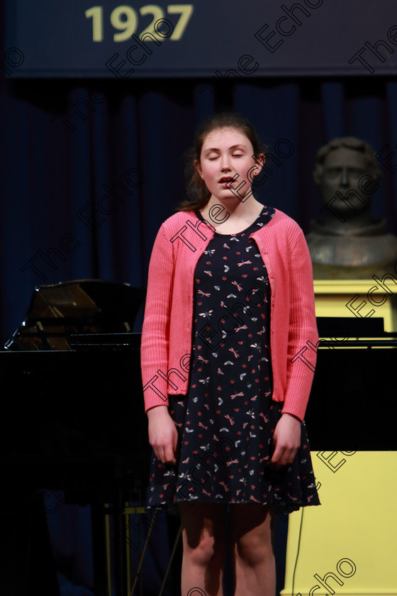 Feis04032019Mon19 
 19
Grace Forde singing.

Class: 53: Girls Solo Singing 13 Years and UnderSection 2John Rutter A Clare Benediction (Oxford University Press).

Feis Maiti 93rd Festival held in Fr. Mathew Hall. EEjob 04/03/2019. Picture: Gerard Bonus