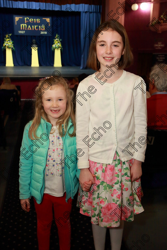 Feis22032019Fri01 
 1
Performer Sophie Kennedy from Killeens with her little sister Ellie.

Class: 365: Solo Verse Speaking Speaking Girls 10 Years and Under10Year sand Under Section 3. Either: Meeting Rachel Field or. Or: Wanted A Witches Cat Shelagh McGee.

Feis Maiti 93rd Festival held in Fr. Mathew Hall. EEjob 22/03/2019. Picture: Gerard Bonus.