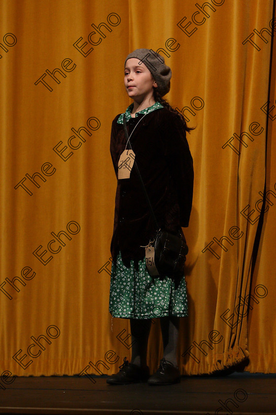 Feis16032018Fri09 
 9
Sophia Newell from Fermoy giving a Silver Medal performance of Kinder Transport as Eva.
 Speech and Drama Class: 328: The Fr. Nessan Shaw Memorial Perpetual Cup Dramatic Solo 10 Years and Under Section 3 Feis Maiti 92nd Festival held in Fr. Mathew Hall. EEjob 16/03/2018 Picture: Gerard Bonus.