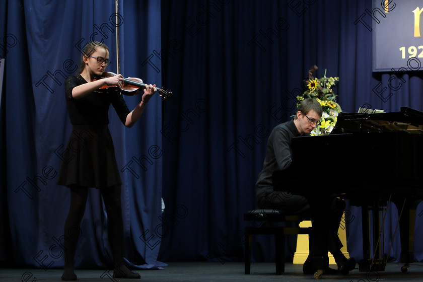 Feis31012018Wed30 
 30
Anna Jansson from Wilton performing Kabalevsky 1st movement Opus 48 with accompanist Conor Palliser.

Instrumental Music; Class: 236 The Shanahan & Co. Perpetual Cup: Advance Violin, one movement from a Concerto; Feis Maiti 92nd Festival held in Fr. Matthew Hall. EEjob 31/01/2018. Picture: Gerard Bonus.