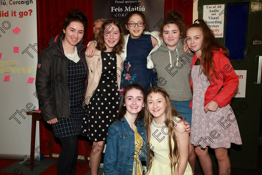 Feis04032019Mon22 
 22
Anna Donnellan, Ava McKenna, with Shannon Mulcahy, Ellie Mahon, Lily Boyd, Hannah Martin, and Izabel Lackak from Loreto Secondary Fermoy.

Class: 53: Girls Solo Singing 13 Years and UnderSection 2John Rutter A Clare Benediction (Oxford University Press).

Feis Maiti 93rd Festival held in Fr. Mathew Hall. EEjob 04/03/2019. Picture: Gerard Bonus