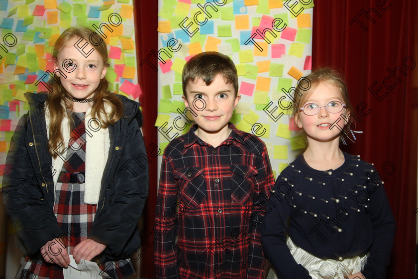 Feis22032018Thu19 
 19
Performers Olivia Keogh, Oliver Yelverton and Aideen Roche from Glanmire.
 Labhairt na Filocht agus Mreanna Drmaochta Class: 517: Corn Helen Bharslabhairt 7 Bliana DAois N Faoina Roinn 2 Feis Maiti 92nd Festival held in Fr. Mathew Hall. EEjob 22/03/2018 Picture: Gerard Bonus