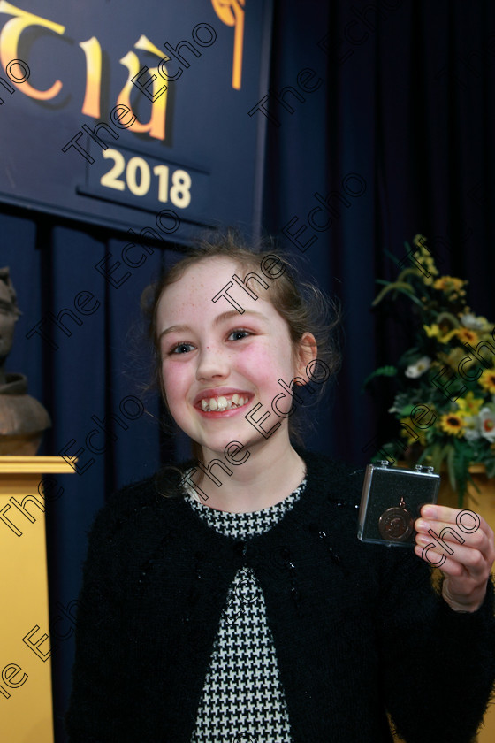 Feis26022018Mon10 
 10
Bronze Medallist Kellie Ann Holms from Coachford. 
 Speech and Drama Class: 364: Solo Verse Speaking Girls 11 Years and Under Section 2 Feis Maiti 92nd Festival held in Fr. Mathew Hall. EEjob 26/02/2018 Picture: Gerard Bonus.