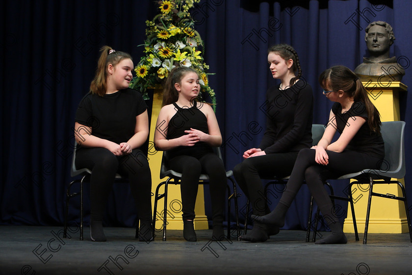 Feis26022018Mon16 
 15~16
Mulcahy Group performing Lost in the Woods.
 Speech and Drama Class: 363: Group Improvisation 13 Years and Under Feis Maiti 92nd Festival held in Fr. Mathew Hall. EEjob 26/02/2018 Picture: Gerard Bonus.