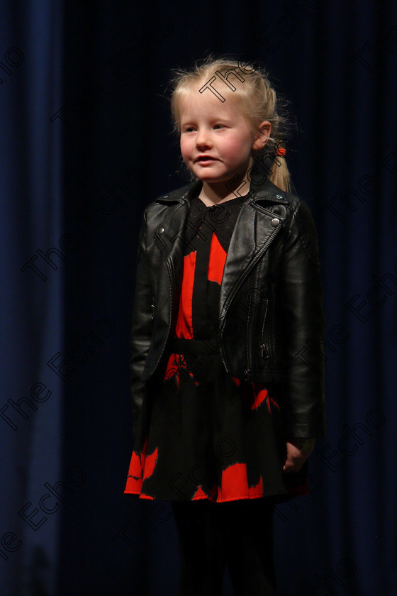 Feis24022018Sat28 
 28
Hannah ODriscoll performing.
 Speech and Drama Class: 369: Solo Verse Speaking Girls 6 Years and Under Section 3 Feis Maiti 92nd Festival held in Fr. Mathew Hall. EEjob 24/02/2018 Picture: Gerard Bonus.