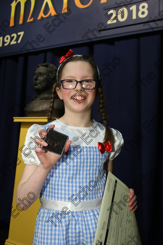 Feis15032018Thu02 
 2
Bronze Medallist Megan McSweeney from Mitchelstown performed Wizard of Oz.
 Speech and Drama Class: 328: The Fr. Nessan Shaw Memorial Perpetual Cup Dramatic Solo 10 Years and Under Section 2 Feis Maiti 92nd Festival held in Fr. Mathew Hall. EEjob 15/03/2018 Picture: Gerard Bonus.