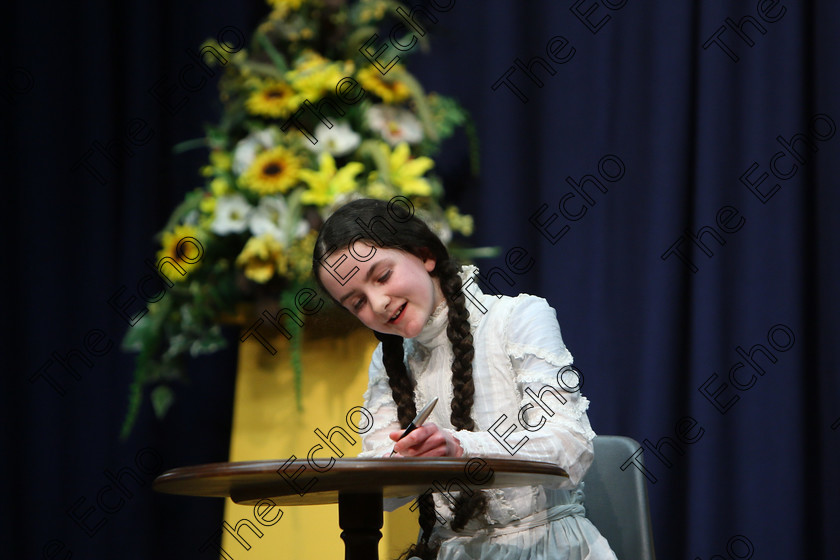 Feis20022018Tue69 
 69~70
Eabha Walsh performing as Amy writing her Will from Little Women.
 Speech and Drama Class: 326: The James ODonovan Memorial Perpetual Cup Year sand Dramatic Solo 14 Section 2 Under Feis Maiti 92nd Festival held in Fr. Mathew Hall. EEjob 20/02/2018 Picture: Gerard Bonus.