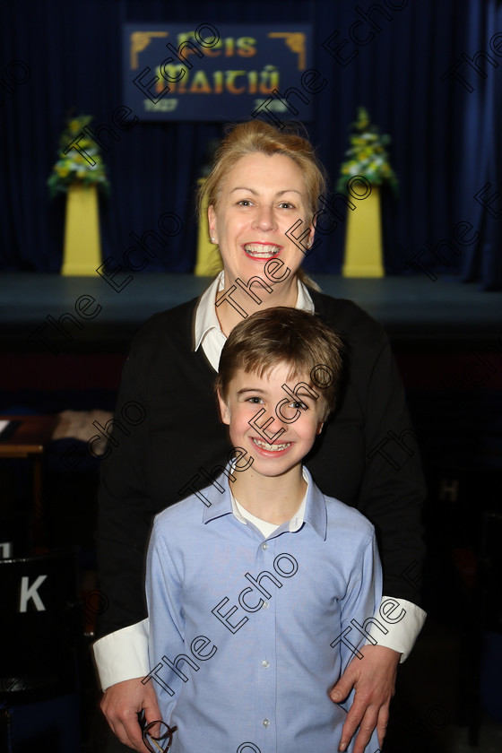 Feis21032018Wed02 
 2
Fionn Conway from Gaelscoil U Drisceol with his mother Cliona.
 Labhairt na Filocht agus Mreanna Drmaochta Class: 516: Bharslabhairt 9 Bliana DAois N Faoina Roinn 1 Feis Maiti 92nd Festival held in Fr. Mathew Hall. EEjob 21/03/2018 Picture: Gerard Bonus