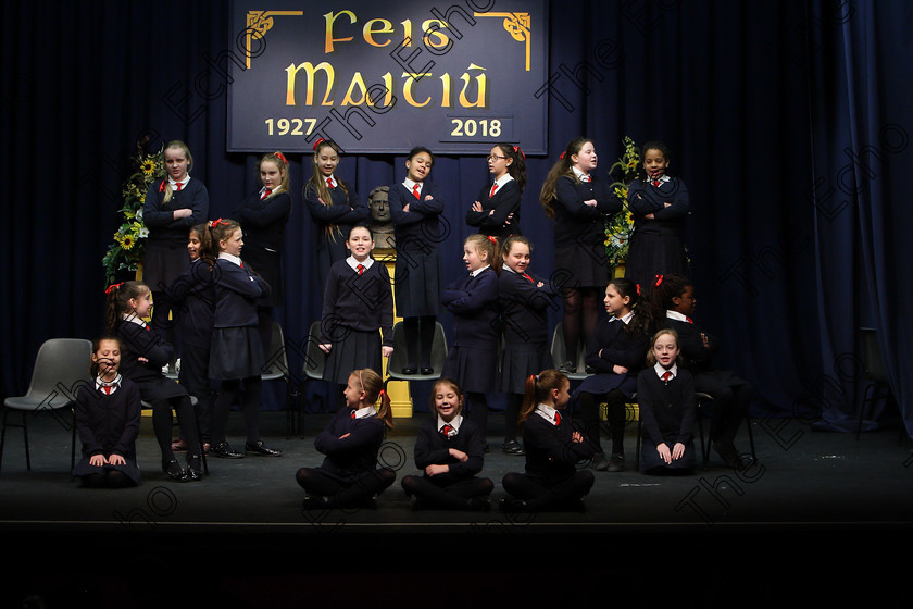 Feis23022018Fri31 
 15~31
St. Vincents 4th Class performing.
 Speech and Drama Class: 476: The Peg OMahony Memorial Perpetual Cup Choral Speaking 4th Class Feis Maiti 92nd Festival held in Fr. Mathew Hall. EEjob 23/02/2018 Picture: Gerard Bonus.