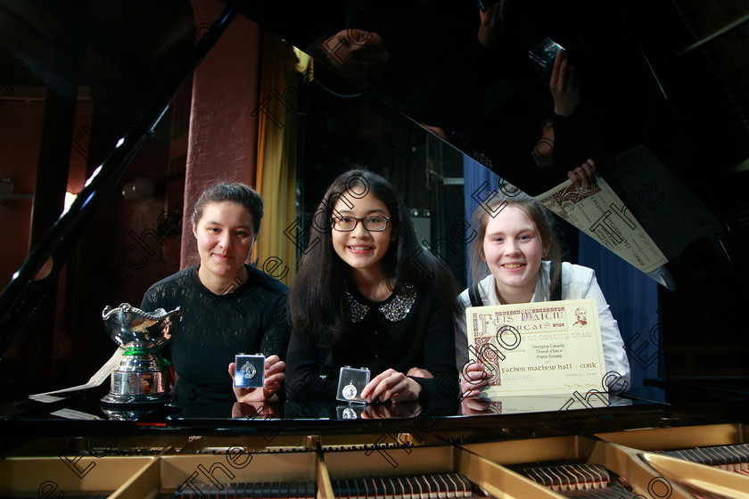 Feis03022018Sat25 
 25
Gold Medallist and Cup Winner Cut Aina Hannisa from Model Farm Road with 2nd place, Silver Medallist, Megan Chan from Blackrock and Third place, Georgina Cassidy from Blarney
 Instrumental Music: Class: 156: The Bernard Curtis Memorial Perpetual Cup Piano Sonata Feis Maiti 92nd Festival held in Fr. Matthew Hall. EEjob 02/02/2018 Picture: Gerard Bonus.