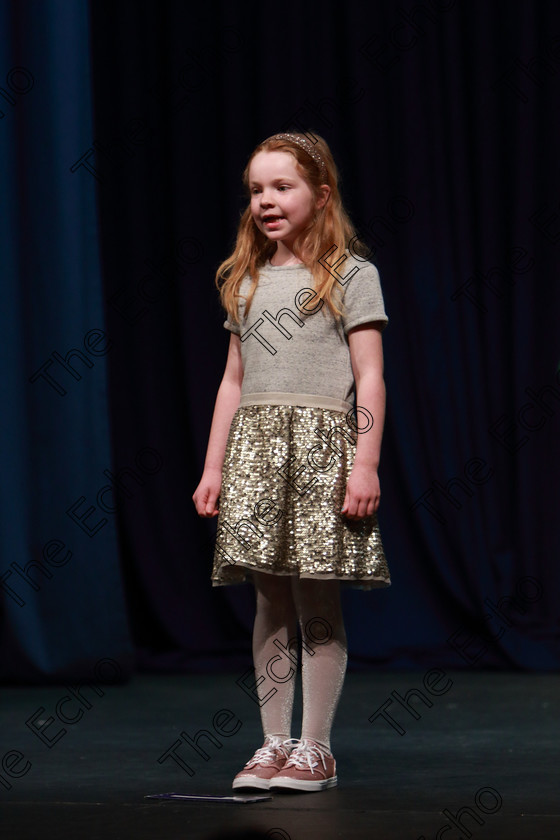 Feis30032019Sat27 
 27
Kate ODonovan from Bartlemy performing and her third time at Feis.

Class: 368: Solo Verse Speaking Girls 7 Years and Under Section 4 Either: The Mermaid Theresa Heine or Night Ride Celia Warren.

Feis Maiti 93rd Festival held in Fr. Mathew Hall. EEjob 30/03/2019. Picture: Gerard Bonus