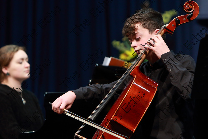 Feis0502109Tue31 
 31~32
Eoin Quirke performing accompanied by Ellen Jansson.

Class: 232: The Houlihan Memorial Perpetual Cup String Repertoire 14 Years and Under Programme of contrasting style and period, time limit 12 minutes.

Feis Maiti 93rd Festival held in Fr. Matthew Hall. EEjob 05/02/2019. Picture: Gerard Bonus