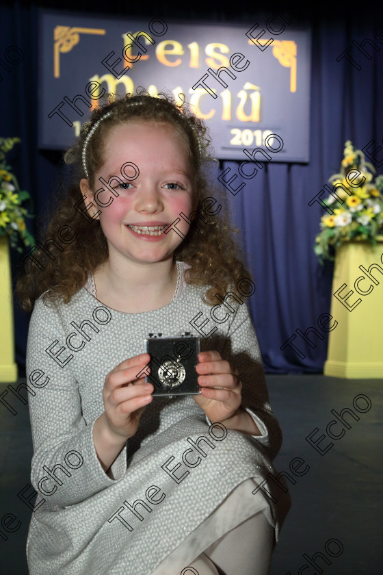 Feis30032019Sat18 
 18~19
Silver Medalist Lily Fowley from Midleton this is her 3rd time performing in Feis.

Class: 367: Solo Verse Speaking Girls 8YearsandUnder Section 5 Either: Breakdown Jean Kenward. Or: The Haunted House John Foster.

Feis Maiti 93rd Festival held in Fr. Mathew Hall. EEjob 30/03/2019. Picture: Gerard Bonus