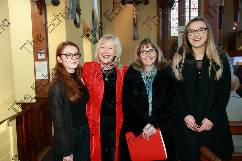 Feis04022018Sun07 
 7
Aisling OBrien, Pat Sheehan-Corbet (conductor), Susan OBrien (accompanist) and Dominika Makowska member of Gaudate.
 Holy Trinity Capuchin Church Adult Choirs Class: 76: The Wm. Egan Perpetual Cup Adult Sacred Choral Group or Choir Feis Maiti 92nd Festival held in Fr. Matthew Hall. EEjob 02/02/2018 Picture: Gerard Bonus.