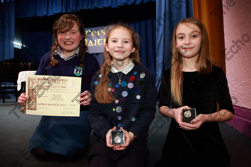 Feis11022019Mon14 
 14
3rd place Emma OMahony from Lovers Walk; Bronze Medallist Sin Sweeney from Ovens and Silver Medallist Niamh ORegan from Tralee.

Class: 215: Woodwind Solo 10 Years and Under Programme not to exceed 4 minutes.

Feis Maiti 93rd Festival held in Fr. Matthew Hall. EEjob 11/02/2019. Picture: Gerard Bonus