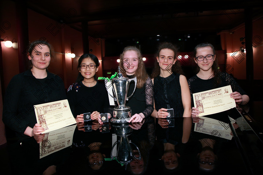 Feis31012018Wed49 
 49
Caoimhe McCarthy from Glanmire Joint 3rd place; Megan Chan from Blackrock Joint 2nd place and Silver Medallist; Helen Ruthledge from Blackrock Cup winner and Gold Medallist; Aislinn Donnelly from Lehenaghmore Joint 2nd place and Silver Medallist and Anna Jansson from Wilton Joint 3rd place. 
 Instrumental Music; Class: 236 The Shanahan & Co. Perpetual Cup: Advance Violin, one movement from a Concerto; Feis Maiti 92nd Festival held in Fr. Matthew Hall. EEjob 31/01/2018. Picture: Gerard Bonus.