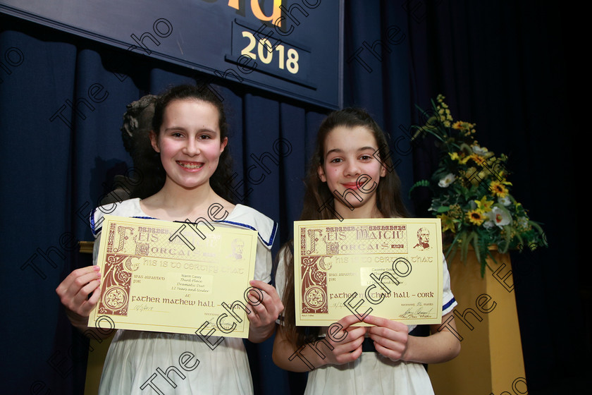 Feis12032018Mon64 
 64
Niamh Casey and Caoimhe Golden performed Childrens Hour for 3rd Place Speech and Drama Class: 311: Dramatic Duo 12 Years and Under Section 1 Solo Feis Maiti 92nd Festival held in Fr. Mathew Hall. EEjob 12/03/2018 Picture: Gerard Bonus