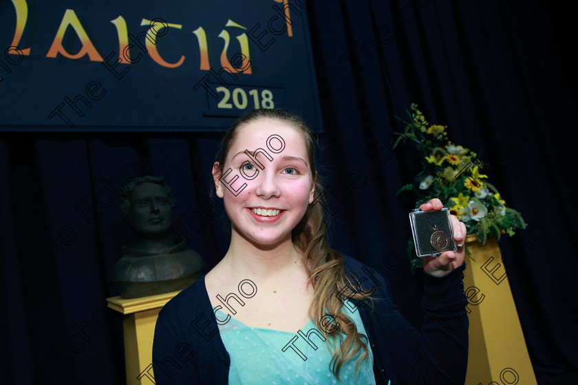 Feis20022018Tue92 
 92
Bronze Medallist Emily De Bhal from Bishopstown.
 Speech and Drama Class: 326: The James ODonovan Memorial Perpetual Cup Year sand Dramatic Solo 14 Section 2 Under Feis Maiti 92nd Festival held in Fr. Mathew Hall. EEjob 20/02/2018 Picture: Gerard Bonus.